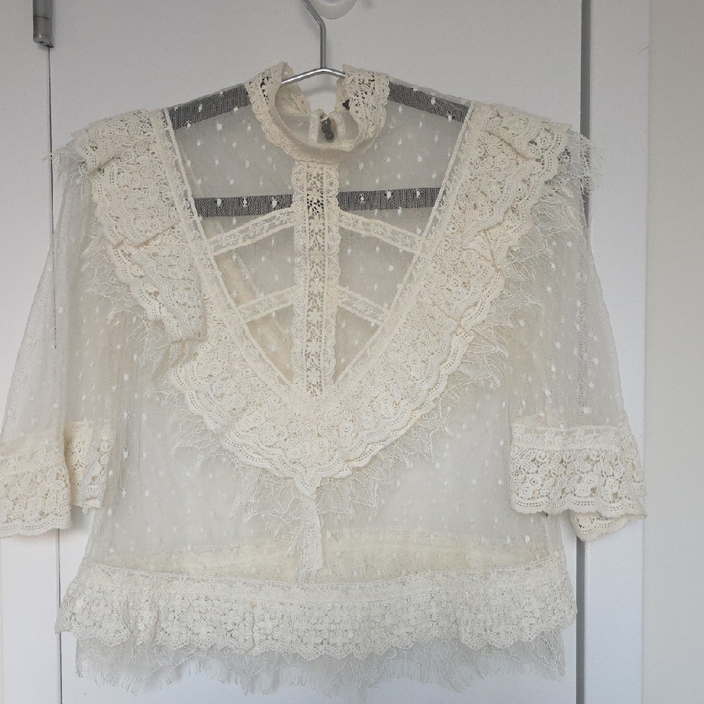 The Kooples Cream Lace Blouse